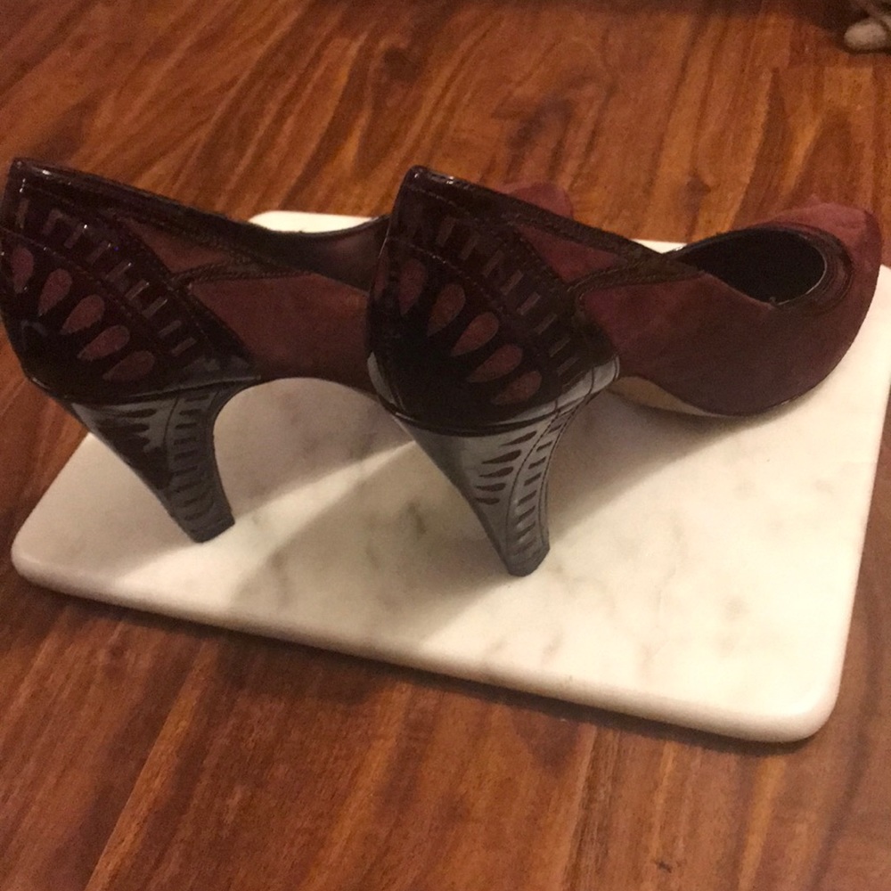 Isola burgundy leather heels with cutout detail